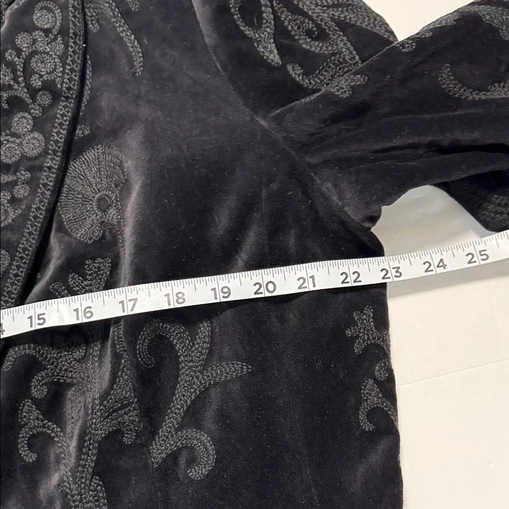 Vintage Nygard Collection Black Velvet Embroidered Cotton Women's Blazer Size 16 - Picture 13 of 15